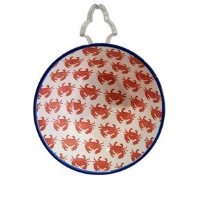 Pfaltzgraff Pad Print Red Crab Crabs 6" Soup Cereal Bowl Embossed NOS